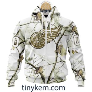 Detroit Red Wings Customized Hoodie Tshirt With White Winter Hunting Camo Design2B2 BxLb6