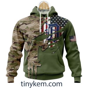 Detroit Tigers Skull Camo Customized Hoodie, Tshirt Gift For Veteran Day