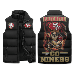 Faithful Go Niners Puffer Sleeveless Jacket: Gift For SF 49ers Fans