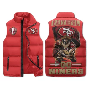 Faithful Go Niners Puffer Sleeveless Jacket Gift For SF 49ers Fans2B2 lBQ02