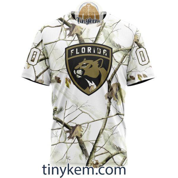 Florida Panthers Customized Hoodie, Tshirt With White Winter Hunting Camo Design