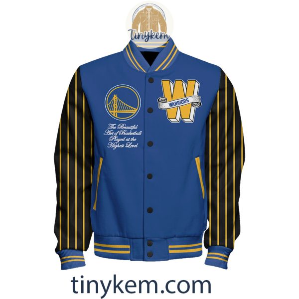 Golden State Warriors Baseball Jacket With Arm Stripes
