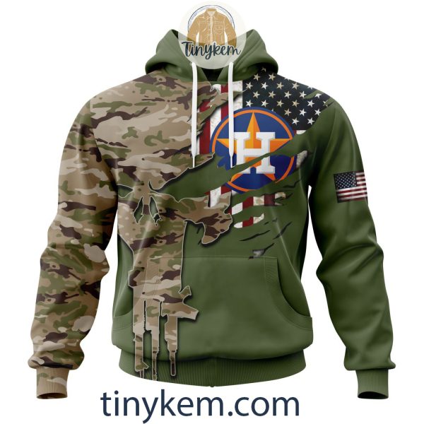 Houston Astros Skull Camo Customized Hoodie, Tshirt Gift For Veteran Day