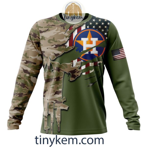 Houston Astros Skull Camo Customized Hoodie, Tshirt Gift For Veteran Day