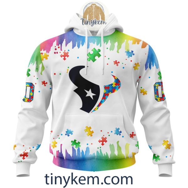 Houston Texans Autism Tshirt, Hoodie With Customized Design For Awareness Month