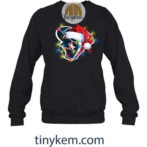 Houston Texans With Santa Hat And Christmas Light Shirt