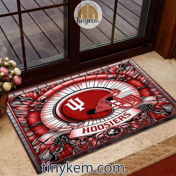 Indiana Hoosiers Stained Glass Design Doormat
