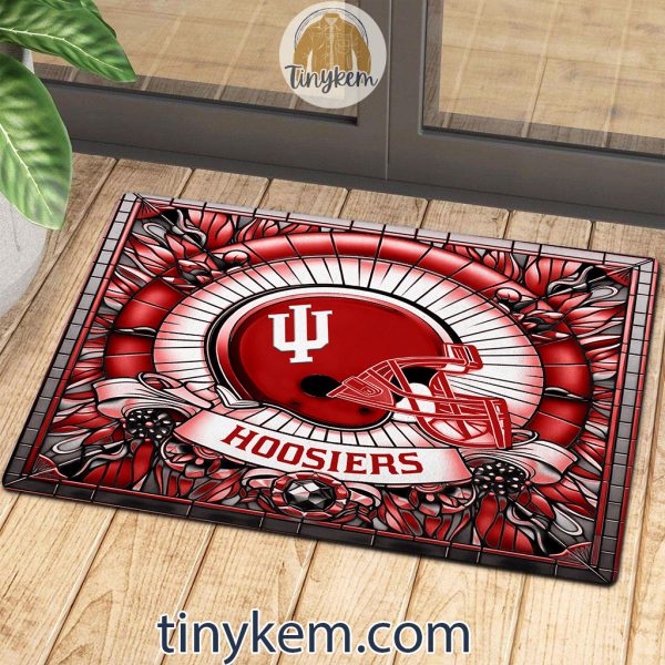 Indiana Hoosiers Stained Glass Design Doormat
