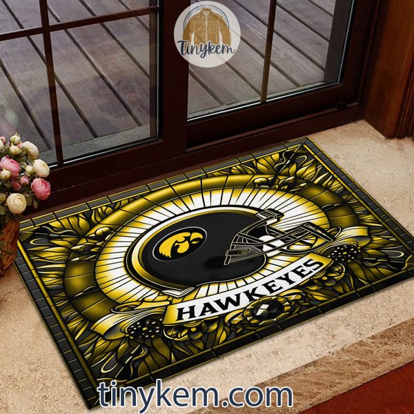 Iowa Hawkeyes Stained Glass Design Doormat