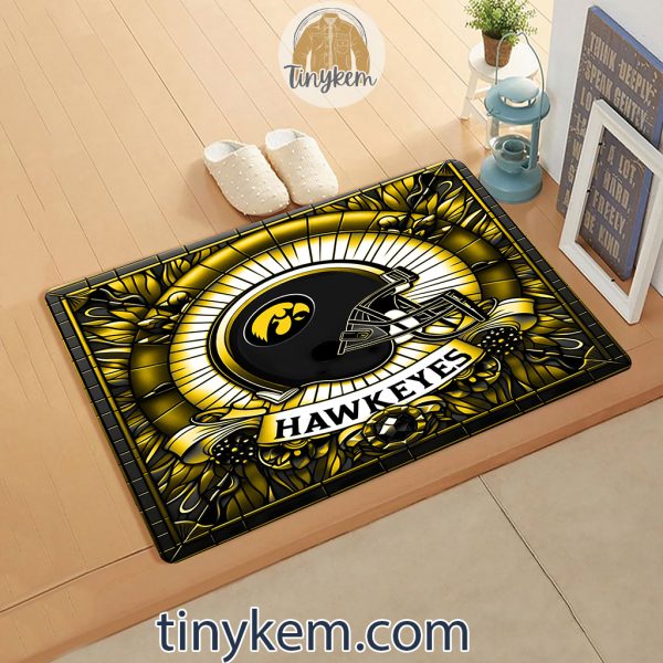 Iowa Hawkeyes Stained Glass Design Doormat
