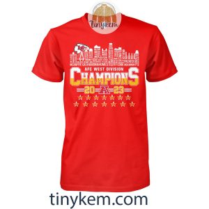KC Chiefs 2023 AFC Champions With Snoopy Driving Car Tshirt