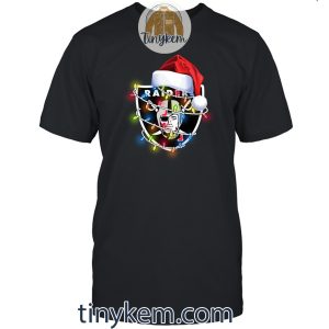 Las Vegas Raiders With Santa Hat And Christmas Light Shirt