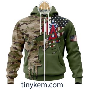 Los Angeles Angels Skull Camo Customized Hoodie Tshirt Gift For Veteran Day2B2 MIbFv