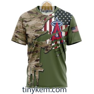 Los Angeles Angels Skull Camo Customized Hoodie Tshirt Gift For Veteran Day2B6 M7977