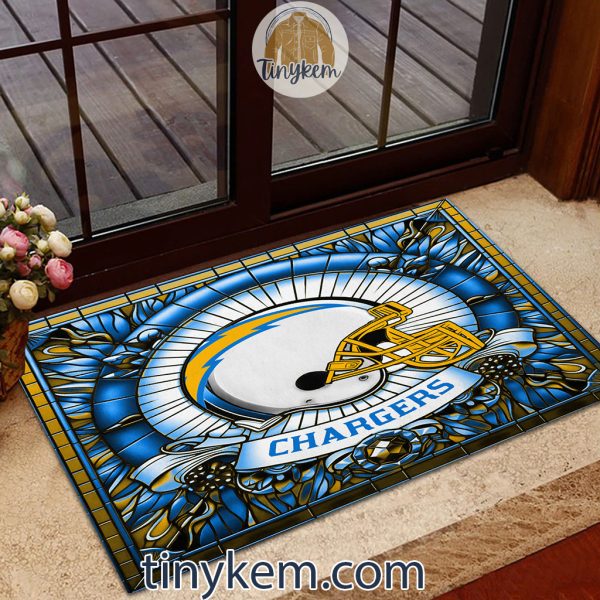 Los Angeles Chargers Stained Glass Design Doormat