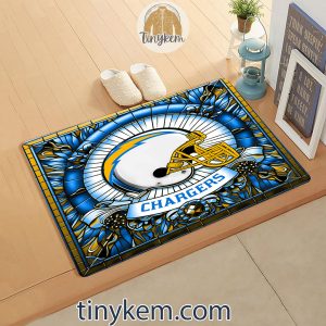 Los Angeles Chargers Stained Glass Design Doormat2B2 gDeS1
