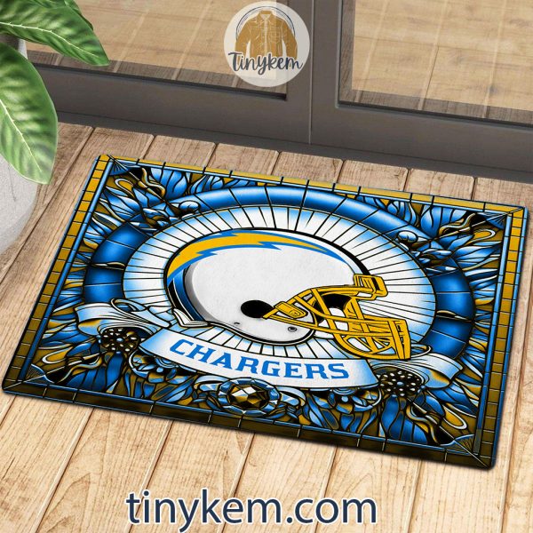 Los Angeles Chargers Stained Glass Design Doormat