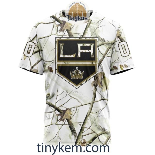 Los Angeles Kings Customized Hoodie, Tshirt With White Winter Hunting Camo Design