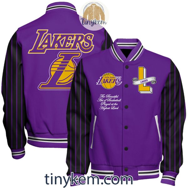 Los Angeles Lakers Baseball Jacket With Arm Stripes