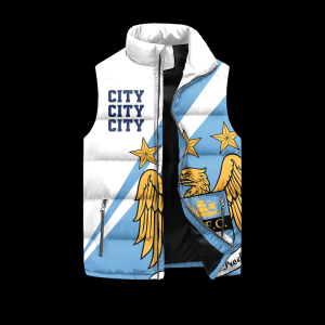 Man City Puffer Sleeveless Jacket: Manchester Is Blue