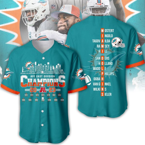 Miami Dolphins AFC Champions 2023 Baseball Jersey