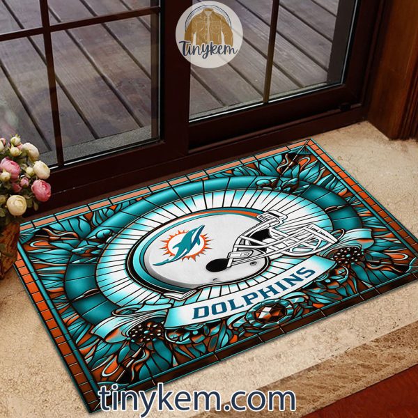 Miami Dolphins Stained Glass Design Doormat