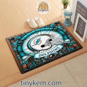 Miami Dolphins Stained Glass Design Doormat