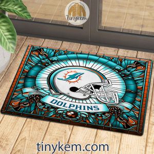 Miami Dolphins Stained Glass Design Doormat2B3 mJf19