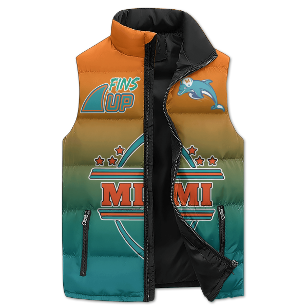 Miami Football Puffer Sleeveless Jacket: Once A Dolphins Always A Dolphins