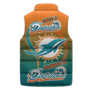 Miami Football Puffer Sleeveless Jacket Once A Dolphins Always A Dolphins2B3 l5LqI