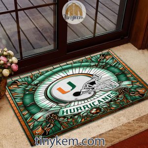 Miami Hurricanes Stained Glass Design Doormat