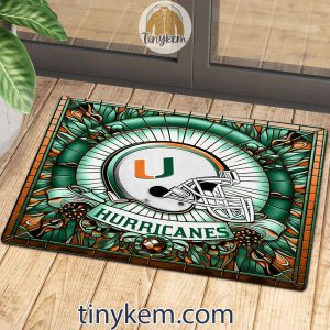 Miami Hurricanes Stained Glass Design Doormat2B3 5y3u6