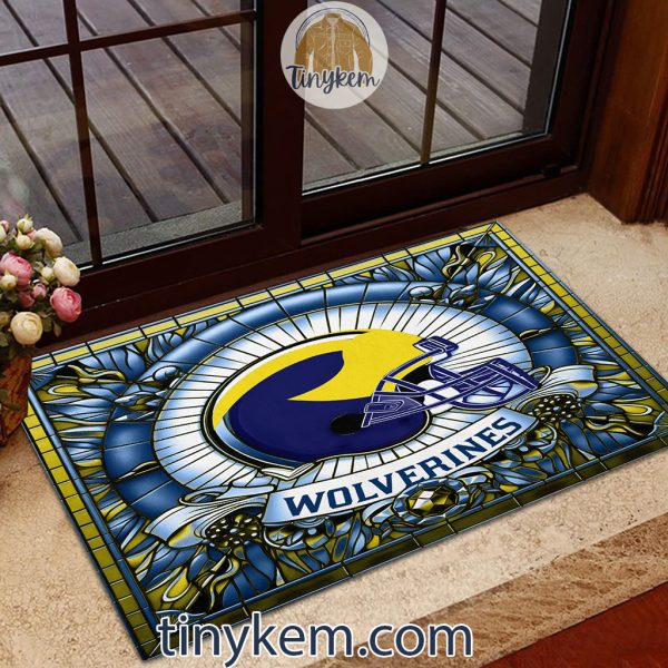 Michigan Wolverines Stained Glass Design Doormat
