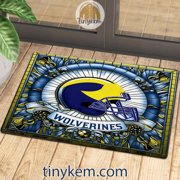 Michigan Wolverines Stained Glass Design Doormat