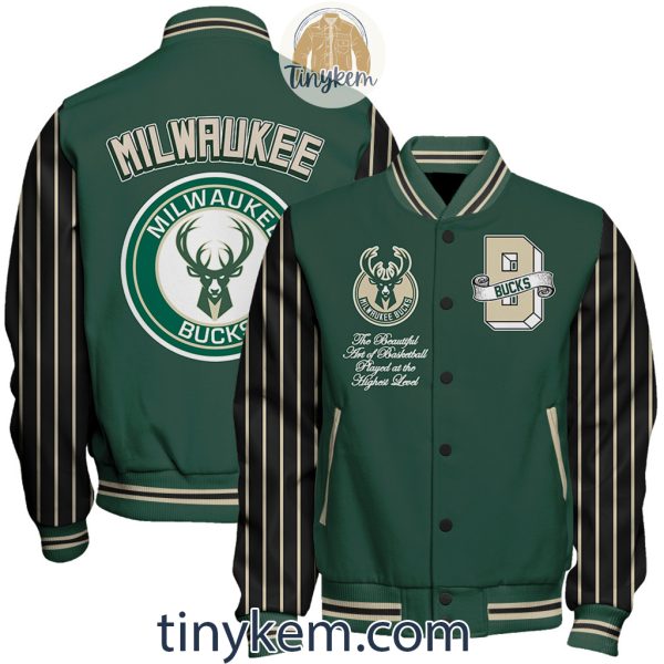 Milwaukee Bucks Baseball Jacket With Arm Stripes