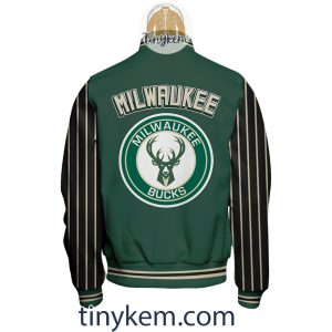 Milwaukee Bucks Baseball Jacket With Arm Stripes2B3 GMIr1