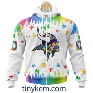 Minnesota Vikings Autism Tshirt, Hoodie With Customized Design For Awareness Month