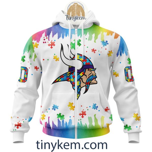 Minnesota Vikings Autism Tshirt, Hoodie With Customized Design For Awareness Month