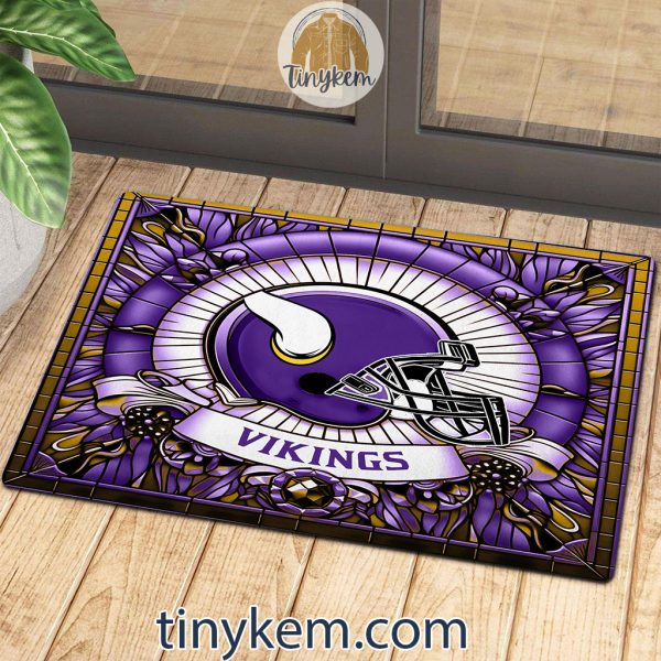 Minnesota Vikings Stained Glass Design Doormat