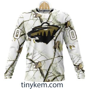 Minnesota Wild Customized Hoodie Tshirt With White Winter Hunting Camo Design2B4 0qCVS