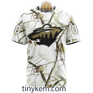 Minnesota Wild Customized Hoodie Tshirt With White Winter Hunting Camo Design2B6 2ZbfO