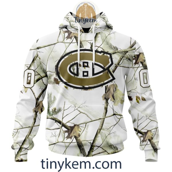 Montreal Canadiens Customized Hoodie, Tshirt With White Winter Hunting Camo Design