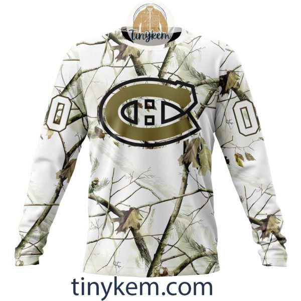 Montreal Canadiens Customized Hoodie, Tshirt With White Winter Hunting Camo Design