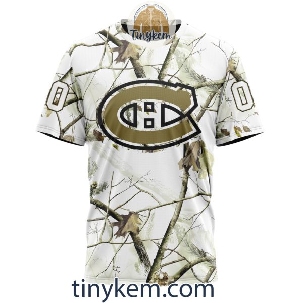 Montreal Canadiens Customized Hoodie, Tshirt With White Winter Hunting Camo Design