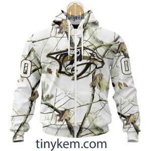 Nashville Predators Customized Hoodie Tshirt With White Winter Hunting Camo Design2B2 8IVei