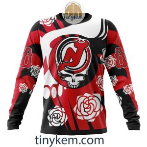 New Jersey Devils Customized Hoodie Tshirt With Gratefull Dead Skull Design2B4 CNaQ8