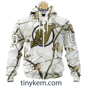 New Jersey Devils Customized Hoodie Tshirt With White Winter Hunting Camo Design2B2 QK87g