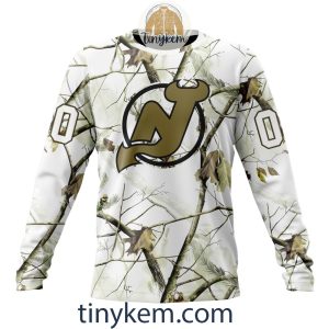 New Jersey Devils Customized Hoodie Tshirt With White Winter Hunting Camo Design2B4 Bv7oA