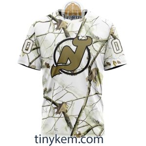 New Jersey Devils Customized Hoodie Tshirt With White Winter Hunting Camo Design2B6 KKIWX