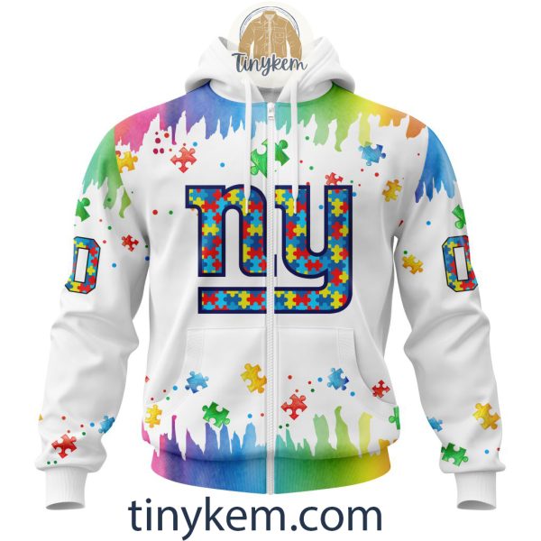 New York Giants Autism Tshirt, Hoodie With Customized Design For Awareness Month